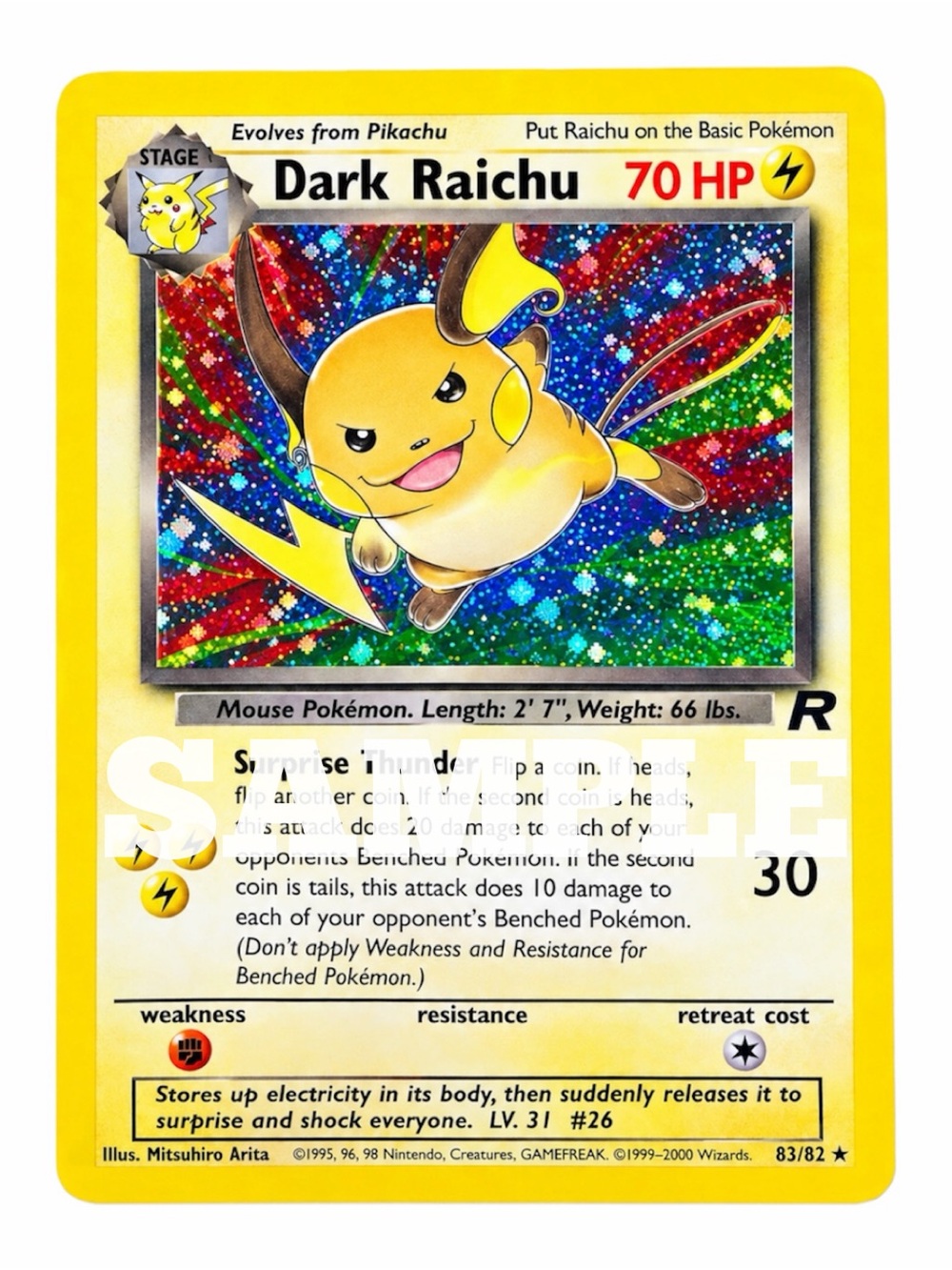 2000 DARK RAICHU 83/82 POKEMON TCG TEAM ROCKET LP